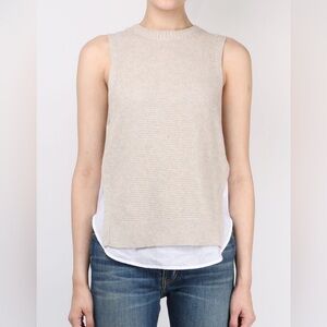Brochu Walker Vail Layered Sweater Tank Linen Blend in Cream, size S (C-9)